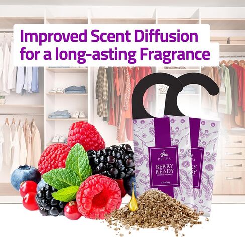 Closet Deodorizer for Women (6-Pack) | Berry Closet Freshener | Small Space Air Freshener For Wardrobe, Closets, Drawers, Small Spaces | Long-Lasting Drawer Sachets | Scented Air Freshener | By Perfa in Saudi Arabia