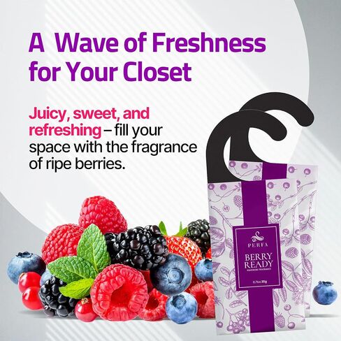 Closet Deodorizer for Women (6-Pack) | Berry Closet Freshener | Small Space Air Freshener For Wardrobe, Closets, Drawers, Small Spaces | Long-Lasting Drawer Sachets | Scented Air Freshener | By Perfa in Saudi Arabia