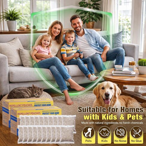 20 Pack Pest Control Pouches, Rodent Repellent, Insect Repellent for Indoor & Outdoor Use, Natural Insect Control Repel Mouse, Moth, Mosquito, Spiders, Roach, Ant, Spider, Squirrels &Other Pests in Kuwait