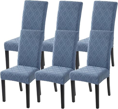 SearchI Dining Room Chair Covers Set of 6, Stretch Printed Parsons Chair Slipcovers Removable Washable Kitchen Chair Protector Cover for Dining Room, Hotel, Ceremony (Flaxen Print) in Saudi Arabia