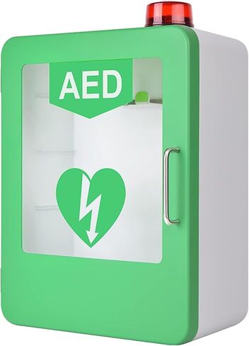 AED Defibrillator Cabinet, Wall-Mounted Plastic Cardiac Defibrillation Alarm Box First Aid Cabinet with Alarm System(Red) in Kuwait