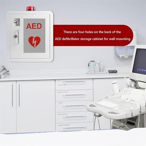 AED Defibrillator Cabinet, AED Defibrillator Wall Mount Storage Box with Snap Lock with Key and Alarm Rounded Corner Design in Kuwait