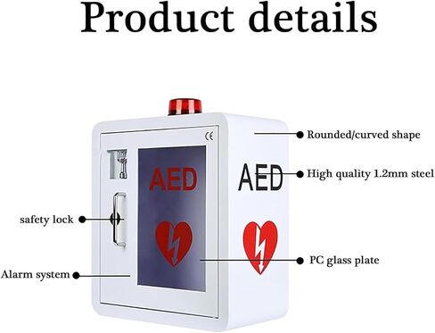 AED Defibrillator Cabinet, AED Defibrillator Wall Mount Storage Box with Snap Lock with Key and Alarm Rounded Corner Design in Kuwait