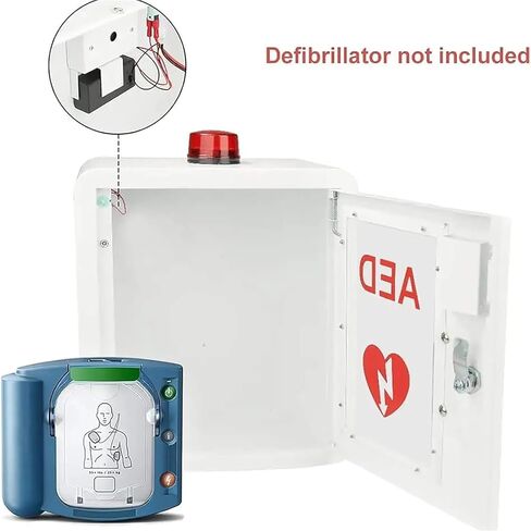 AED Defibrillator Cabinet, AED Defibrillator Wall Mount Storage Box with Snap Lock with Key and Alarm Rounded Corner Design in Kuwait