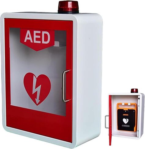 AED Defibrillator Cabinet, Secure Wall-Mounted Cardiac Defibrillation Alarm Box with Light and Alarm System in Kuwait