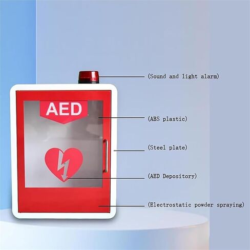 AED Defibrillator Cabinet, Secure Wall-Mounted Cardiac Defibrillation Alarm Box with Light and Alarm System in Kuwait