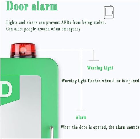 Wall-Mounted AED Cabinet for Quick Access - Storage Defibrillator Unit with Visual Alert & Secure Green Housing for Public Spaces in Kuwait