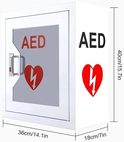 Wall Mounted AED Defibrillator Storage Cabinet with Alarm and Strobe Light, Emergency First Aid Cabinet, for Home Office Hospital Use in Kuwait