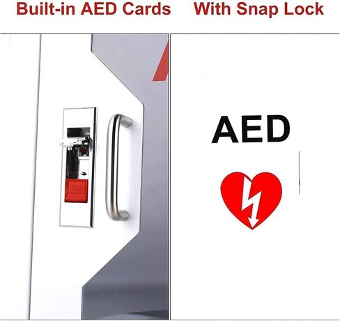 Wall Mounted AED Defibrillator Storage Cabinet with Alarm and Strobe Light, Emergency First Aid Cabinet, for Home Office Hospital Use in Kuwait