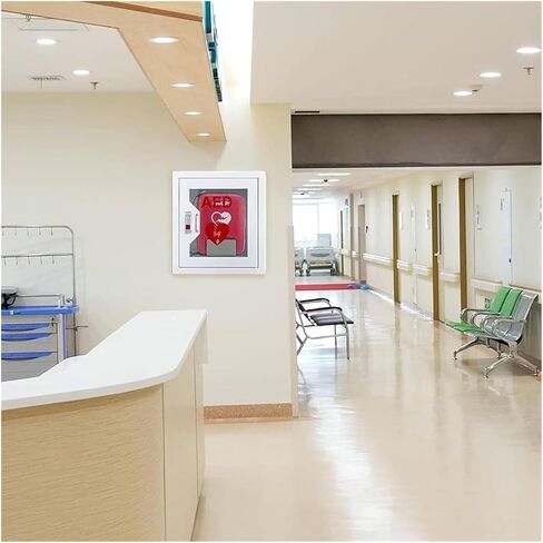 Wall Mounted AED Defibrillator Storage Cabinet with Alarm and Strobe Light, Emergency First Aid Cabinet, for Home Office Hospital Use in Kuwait