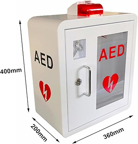 AED Defibrillator Cabinet, Wall-Mounted Cardiac Defibrillation Alarm Box with Key and Alarm System for Home Office Nursing Bus in Kuwait