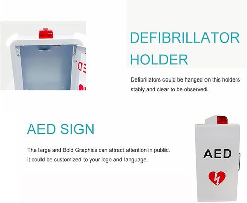 AED Defibrillator Cabinet, Wall-Mounted Cardiac Defibrillation Alarm Box with Key and Alarm System for Home Office Nursing Bus in Kuwait