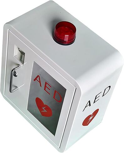 AED Defibrillator Cabinet, Wall-Mounted Cardiac Defibrillation Alarm Box with Key and Alarm System for Home Office Nursing Bus in Kuwait