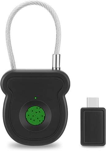 BlumWay Fingerprint Padlock, Keyless Smart Lock, 0.5s Unlock, 20 Fingerprints, USB-Key, Emergency Unlock Code, Low Power Warning, Anti-Theft for Suitcase, Drawer, Wardrobe in Saudi Arabia