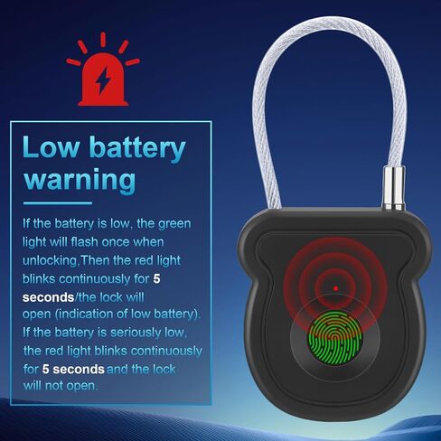 BlumWay Fingerprint Padlock, Keyless Smart Lock, 0.5s Unlock, 20 Fingerprints, USB-Key, Emergency Unlock Code, Low Power Warning, Anti-Theft for Suitcase, Drawer, Wardrobe in Saudi Arabia