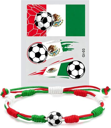 Trinckle Soccer Gifts for Boys, Soccer Bracelets with Stickers as World Soccor Game Cup Jewelry, Adjustable Mexico USA Socer Jersey Accessories as Sports Gifts Patriotic Jewelry for Fans Players Team in Saudi Arabia