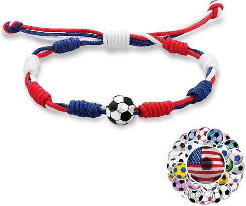 Trinckle Soccer Gifts for Boys, Soccer Bracelets with Stickers as World Soccor Game Cup Jewelry, Adjustable Mexico USA Socer Jersey Accessories as Sports Gifts Patriotic Jewelry for Fans Players Team in Saudi Arabia