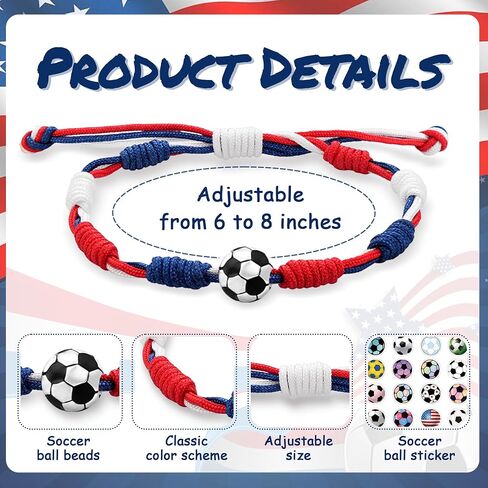 Trinckle Soccer Gifts for Boys, Soccer Bracelets with Stickers as World Soccor Game Cup Jewelry, Adjustable Mexico USA Socer Jersey Accessories as Sports Gifts Patriotic Jewelry for Fans Players Team in Saudi Arabia