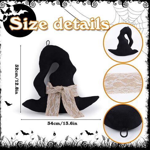 2 Pcs 12 Inch Vintage Halloween Witch Wall Decor Primitive Hanging Witch Shoes Hat Set Halloween Door Sign for Farmhouse Front Door Porch Decor in Saudi Arabia