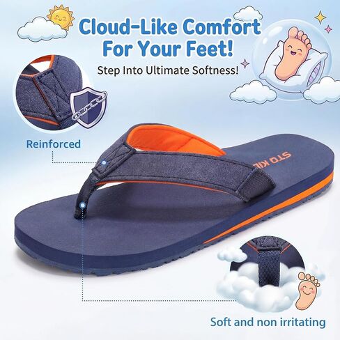 STQ KIDS Flip Flops for Boys Girls with Arch Support Kids Beach Sandals Non-Slip Fashion Youth Summer Pool Sandal Outdoor Intdoor Swim Bath Shower Shoes in Kuwait