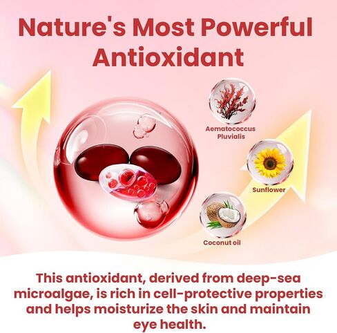 Premium Astaxanthin 12mg Supplements - Natural Microalgae Antioxidant for Skin, Eye & Immune Health - Non-GMO, Triple Strength, 120 Softgels (4 Month Supply) in Kuwait