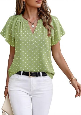 Timeson Womens Summer Tops Short Sleeve Chiffon Blouses Business Casual Shirts in Kuwait
