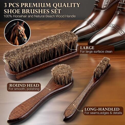 Shoe Shine Kit – Leather Shoe Polish w/ Lanolin Cream (Black/Brown/Neutral), Saddle Soap 3.53oz, Mink Oil, Horsehair Brushes – Deep Clean & Waterproof Care for Boots & Dress Shoes – Gift for Men Women in Saudi Arabia