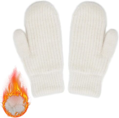 FGSS Winter Warm Mittens for Women Men - Soft Faux Rabbit Fur Mittens Elastic Cuff Stretchy Knit Gloves Cold Weather in Kuwait