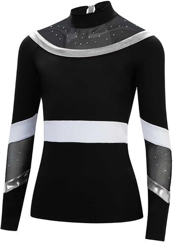 GK All Star Acclaim Radiance Cheer Top – Mock Neck Competition Uniform with Clear Rhinestone Detail in Saudi Arabia