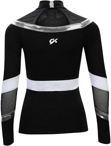GK All Star Acclaim Radiance Cheer Top – Mock Neck Competition Uniform with Clear Rhinestone Detail in Saudi Arabia