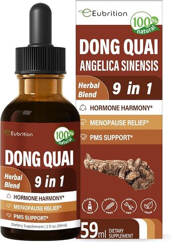 Dong Quai Liquid Supplement for Women, Angelica Sinensis Root Extract Tincture Support Menopause & PMS Relief, Hot Flashes, Herbal Blend Drops with Red Clover Fenugreek. 2oz in Saudi Arabia