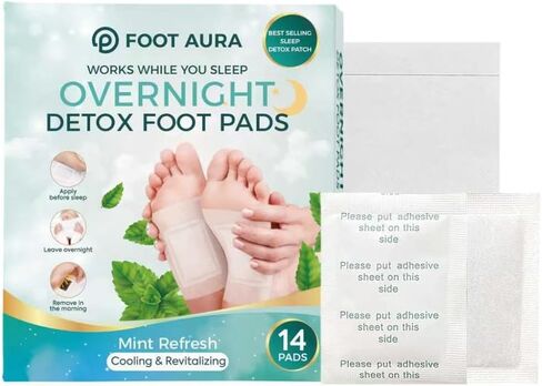 FootAura Mint Overnight Foot Patches – Cooling Mint Infused Foot Pads for a Fresh, Comfortable Overnight Foot Experience – 14 Count in Kuwait