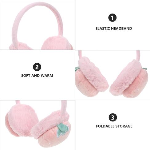 Winter Ear Muffs for Plush Protective Ear Warmers Pink Strawberry Design Soft Cold Weather Headband for Boys in Kuwait