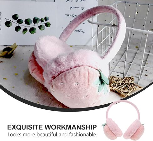 Winter Ear Muffs for Plush Protective Ear Warmers Pink Strawberry Design Soft Cold Weather Headband for Boys in Kuwait