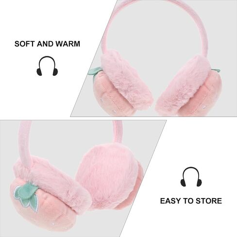 Winter Ear Muffs for Plush Protective Ear Warmers Pink Strawberry Design Soft Cold Weather Headband for Boys in Kuwait