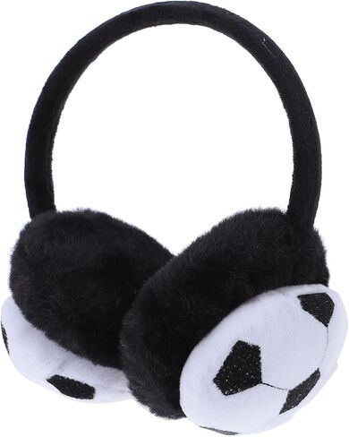 VOSAREA Winter Warm Football Embroidered Earmuff, Plush Soft Ear Protector, Black and White Single Piece, Outdoor Cold Weather Ear Warmer for Boys in Kuwait