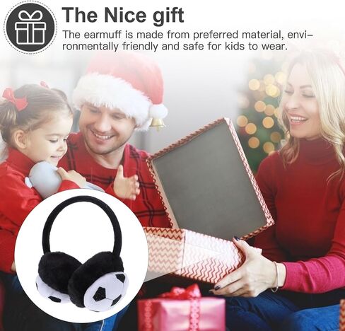 VOSAREA Winter Warm Football Embroidered Earmuff, Plush Soft Ear Protector, Black and White Single Piece, Outdoor Cold Weather Ear Warmer for Boys in Kuwait