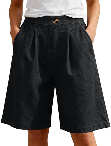 شورت برمودا من الدنيم للنساء 2026 شورتات جينز عالية الخصر Jorts فضفاض بسط الدنيم طويل طول الركبة صيف غير رسمي in Kuwait