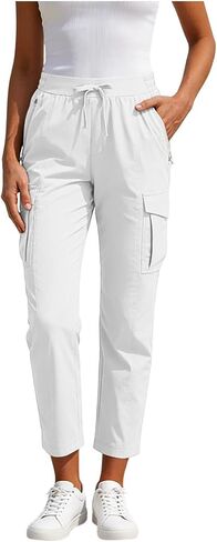 Womens Cargo Pants High Waisted Casual Loose Fit Straight Leg Baggy Wide Leg Hiking Pants with 4 Pockets in Saudi Arabia