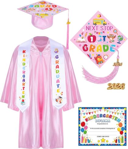 Kindergarten Graduation Cap and Gown - Preschool Graduation Cap and Gown with Stole Certificate for Kids 2026 in Saudi Arabia
