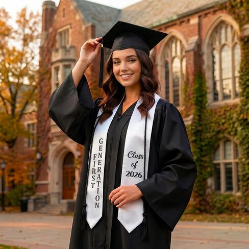 First Generation Graduation Stole Class of 2026 with Honor Cord – V Shape Glitter Stole for High College Graduate in Saudi Arabia