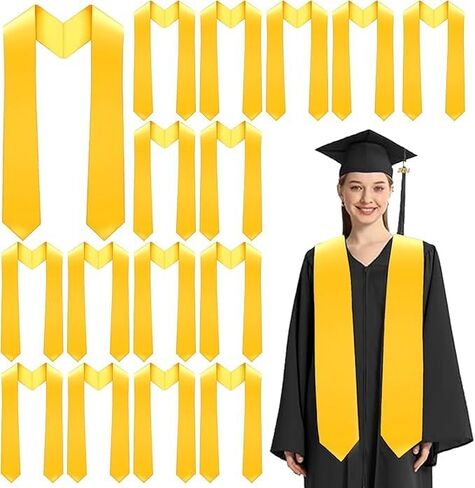 16 Pieces Unisex Graduation Stoles Plain Graduation Sash Honor Satin Stole in Kuwait