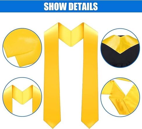 16 Pieces Unisex Graduation Stoles Plain Graduation Sash Honor Satin Stole in Kuwait