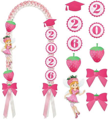 Norme 5.91ft Graduation Lei for Kid Strawberry Ribbon Lei Accessories Class of 2026 Grad Leis for Preschool Kindergarten Grad in Kuwait