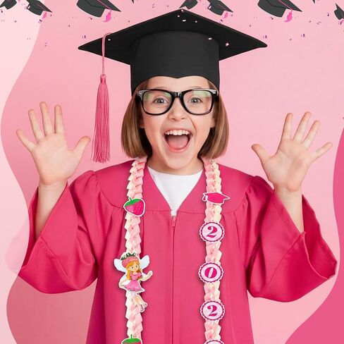 Norme 5.91ft Graduation Lei for Kid Strawberry Ribbon Lei Accessories Class of 2026 Grad Leis for Preschool Kindergarten Grad in Kuwait