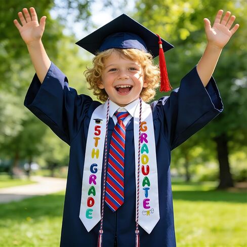5TH Grade Graduation Decorations, 5th Grade Graduation Sash with Graduation Honor Cord, Fifth Grade Graduation Stole for Boy Girl Elementary School Graduation Ceremonies & Celebrations in Kuwait