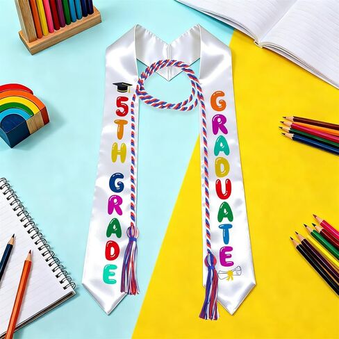 5TH Grade Graduation Decorations, 5th Grade Graduation Sash with Graduation Honor Cord, Fifth Grade Graduation Stole for Boy Girl Elementary School Graduation Ceremonies & Celebrations in Kuwait