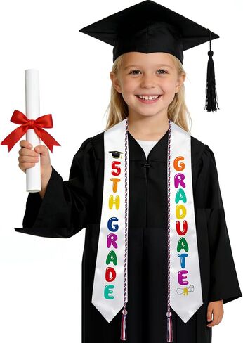 5TH Grade Graduation Decorations, 5th Grade Graduation Sash with Graduation Honor Cord, Fifth Grade Graduation Stole for Boy Girl Elementary School Graduation Ceremonies & Celebrations in Kuwait