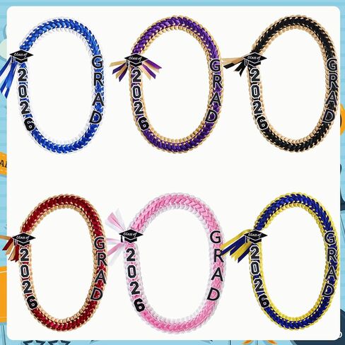 Yamamine Graduation Leis Class of 2026 Graduation Ribbon Leis 2026 Money Lei Handmade Double Braided Grad Leis Necklace Graduation Leis Accessories for High School College Grad Party Supplies,Pink and White in Saudi Arabia