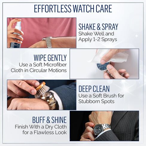 Mazal Watch and Jewelry Cleaner Spray kit. Cleaning Solution -Safe on All Metals, Crystals, Gold, Platinum, Precious Gemstones, Diamond Jewelry- Quick, Long Lasting Shine- TSA Approved 2oz in Saudi Arabia